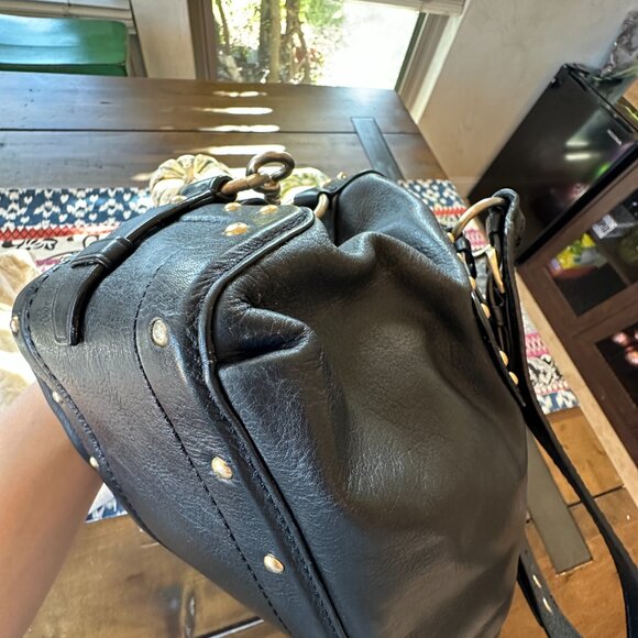 Michael Kors Studded Tumbled Black Leather Silver Twist Shoulder Bag, Dusty, EUC - Picture 8 of 15